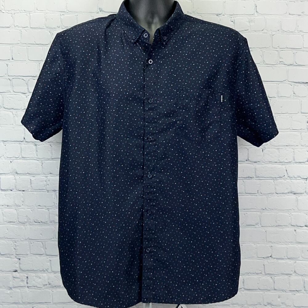 Molokai Surf Co Button Front Shirt Mens XL X-Large Red White Blue Triangles